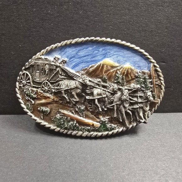 Siskiyou Buckle Co Vintage 1983 Stagecouch Williams Oregon‎ Belt Buckle - Picture 1 of 7